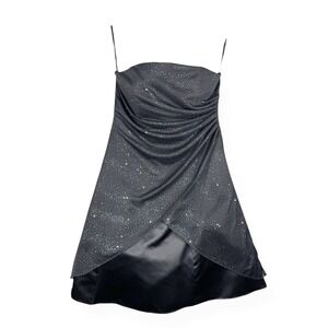 Jump Y2K Strapless Mini Party Dress Womens Size 11‎ 12 Glam Glitter Tulle USA